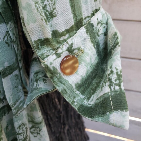 Vintage McArthur LTD Green Print 50s Dress - Picture 6 of 7